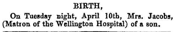 Mrs Jacob birth notice