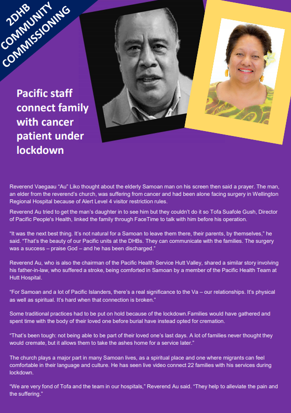 Pacific staff connect family with cancer patient under lockdown