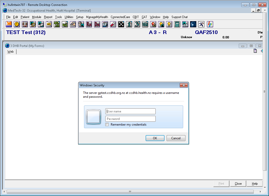 Screenshot showing box asking for username and password