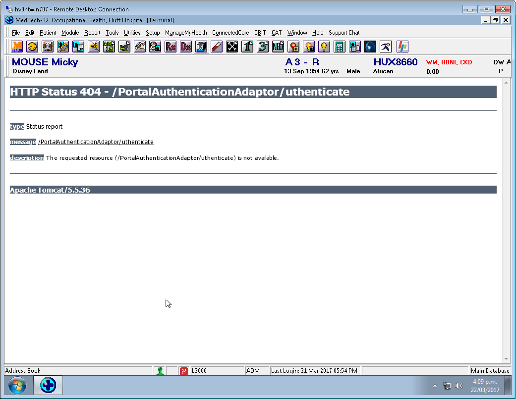 Screenshot showing http status 404